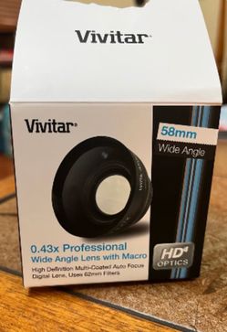 Vivitar 52mm 0.43x Professional Wide Angle Lens with Macro – HD4 Optics – New in Box