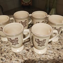 Rare 6 Vintage Phaltzgraff Village Mugs