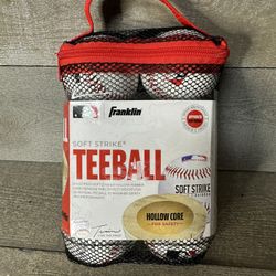 Franklin Sports Soft Strike Teeballs Baseballs Hollow Core Set of 6 Balls New