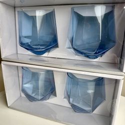 2 Tabletops Gallery Facet DOF Glass Sets in Blue