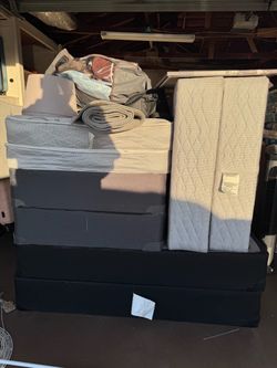 Box spring and mattress (with free metal bed frames)