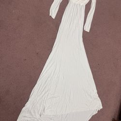 New Small white long stretchy maternity photo gown dress train