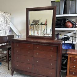Dark Wood Dresser w/ Mirror