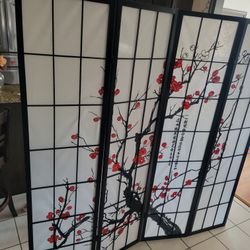 Japanese 4-Panel Screen Room Divider Plum Blossom
