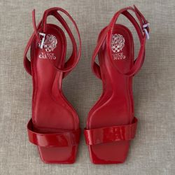 Vince Camuto Red Square-Toe Ankle Strap Heels 6.5W