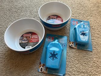 Coleman Bamboo Pet Bowls and ICEE Chilly Cup Frozen Treat Holders Bundle
