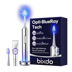 Bixdo Whitening Electric Toothbrush For Adults, Professional 460nm Whitening Blue Light Tech, 31,000VPM Sonic & Oscillating Cleaning With Smart AI Sen