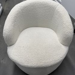 White Swivel Barrel Chair