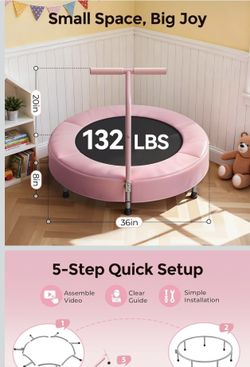 BCAN 36'' Toddler Trampoline, ASTM Certified - Kids Trampoline for Ages 1-6, Foam Handle