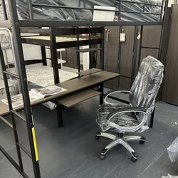 Metal Loft Bed Twin Size , Mattress Included “ Special Price “
