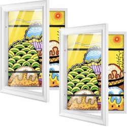 Anozie 9x12 Art Frame, Artwork Frames Changeable Front Opening Glass, Artwork Display Storage Frame (2 Pack-White)