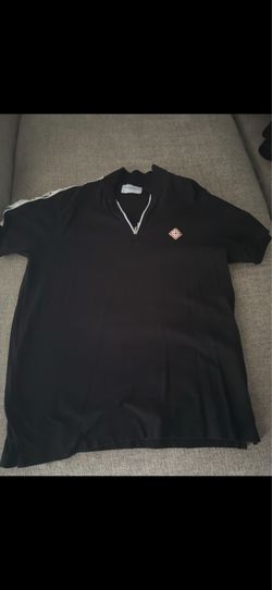 Casablanca Tennis Club Laurel Stripe Half-Zip Polo — Black | Size XXL
