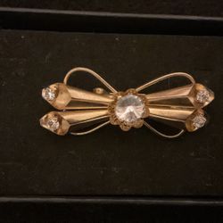 Goldtone Brooch With Rhinestones 