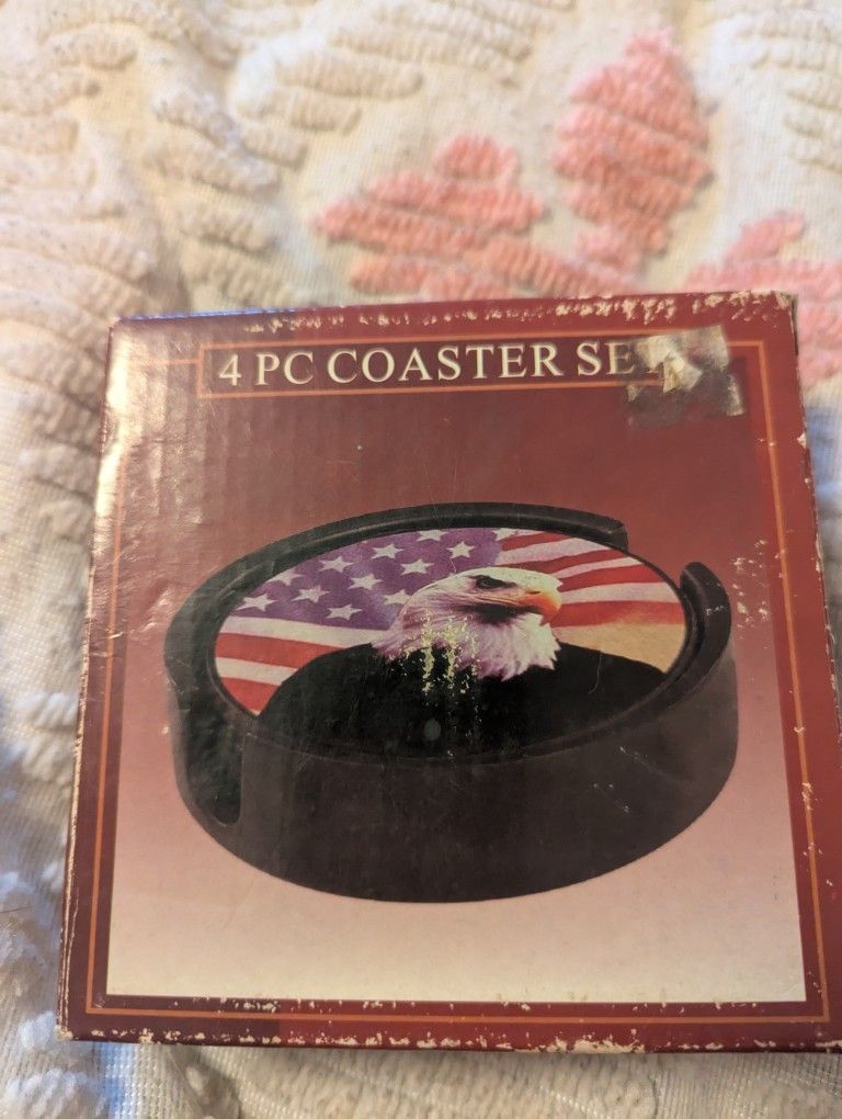 This Is A Set Of Cast Iron Eagle Coasters Never Been Used They're Still In The Box But The Box Has Been Open
