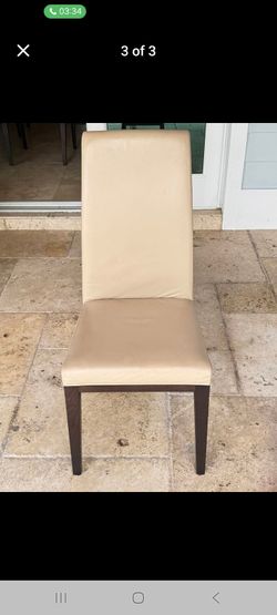 Leather wood chairs