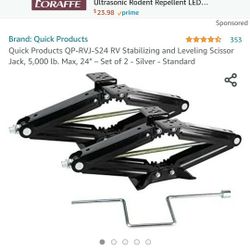 Quick Products QP-RVJ-S24 RV Stabilizing and Leveling Scissor Jack, 5,000 lb. Max, 24" – Set of 2 - Silver - Standard