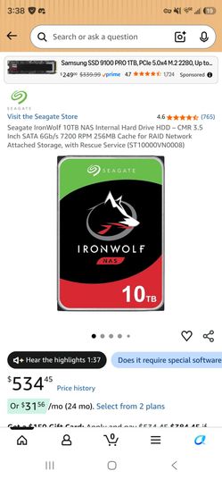 Seagate like new  IronWolf 10TB NAS Internal Hard Drive