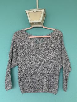Knit Grey and White Crop Sweater