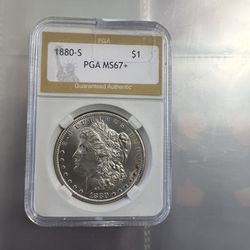 1880-S Morgan Silver Dollar Graded 67+