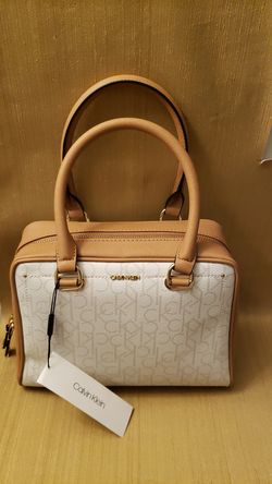 NEW Calvin Klein Monogram Logo Satchel/Purse/Handbag off White Style H9GDJKJ1