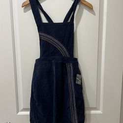 XS ModCloth Navy Blue Soft Short Overall Skirt 1980s 