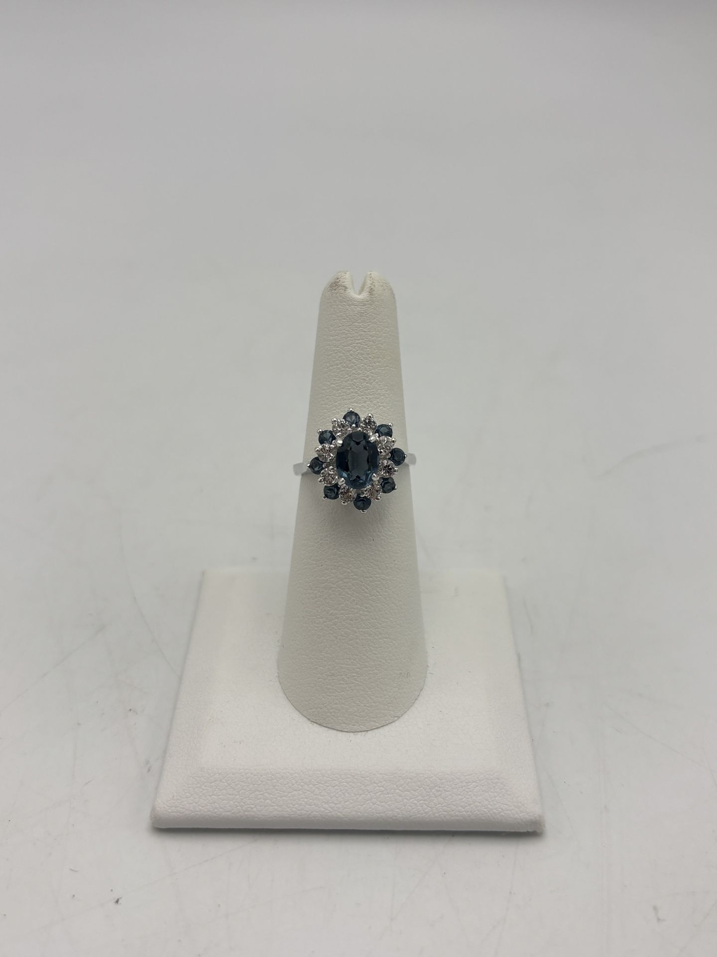 Sterling (.925) CZ & Blue Stone Ring