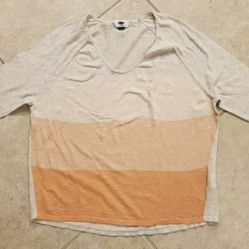 Womens Old Navy 3/4 Sleeve T-Shirt Size M Tan Orange