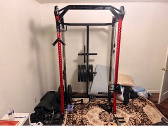 Mikolo Power Cage Cable And  Squat Rack with Cable Pulley System & Weights