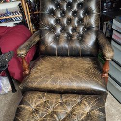 Alexander Taylor Real Leather Chair And Ottoman