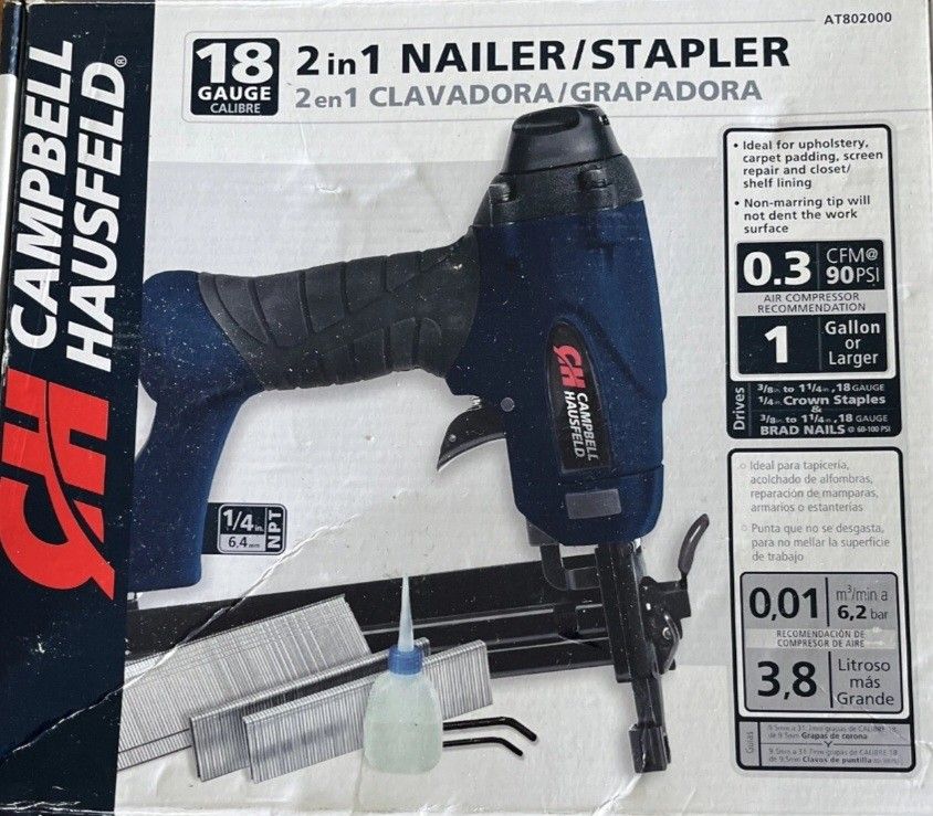 18 Gauge 2 In 1 Nailer /Stapler Like New