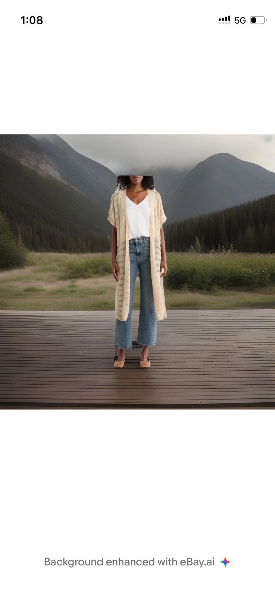Shine Knit Duster Vince Camuto Women's One Size Open Front Sand Beige Cardigan