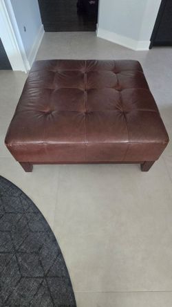 Brown Faux Leather Ottoman