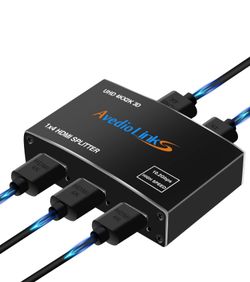 avedio Links 4K@60Hz HDMI Splitter 1 in 4 Out with 4 feet Hdmi Cable, 1x4 HDMI Splitter Duplicate/Mirror Screen, 4 Way Splitters Support Full HD 1080P