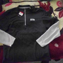Nike Dri-FIT Zip Up Collar Long Sleeve Seahawks Shirt