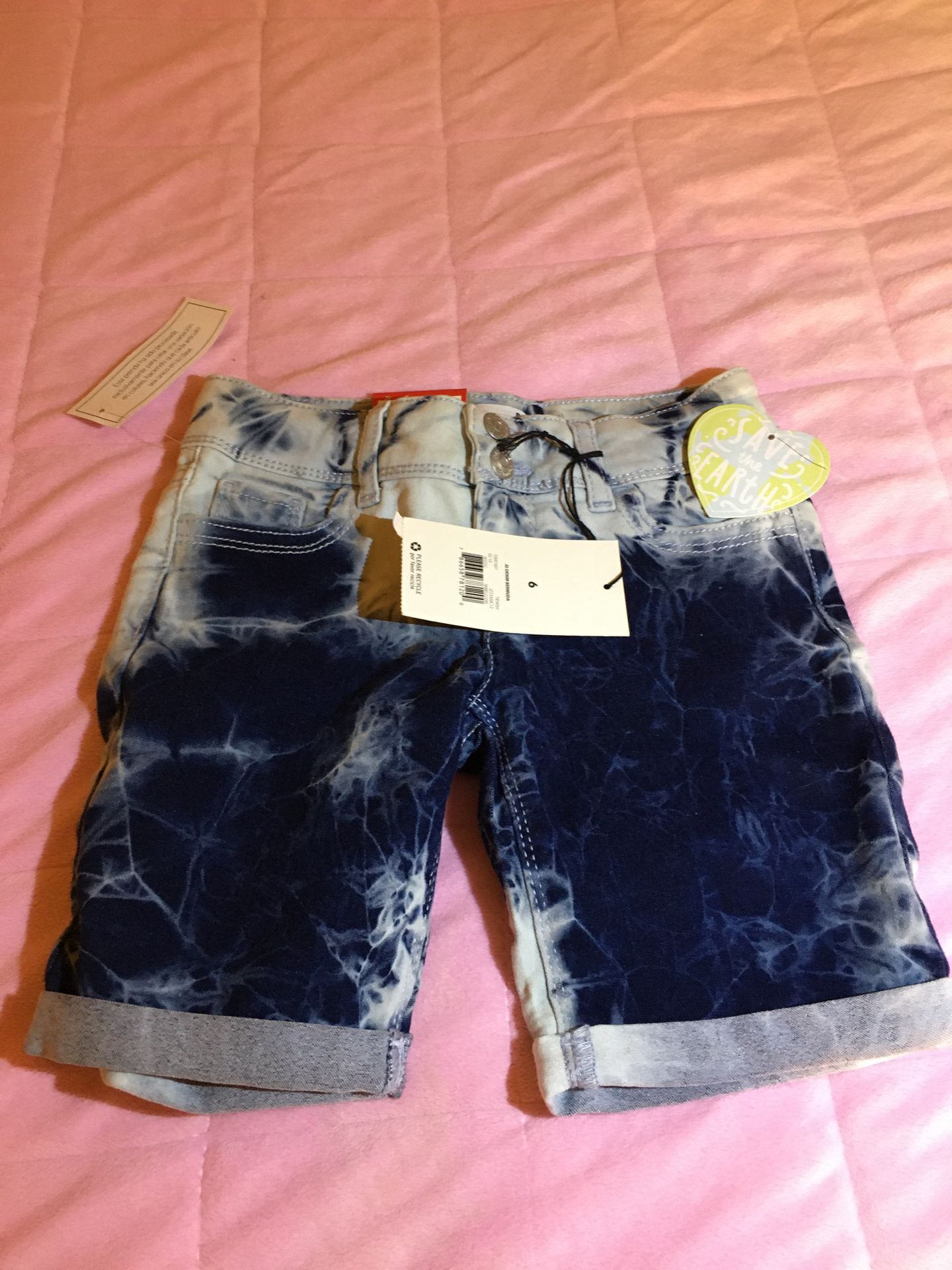 Girls Denim Acid Wash Shorts