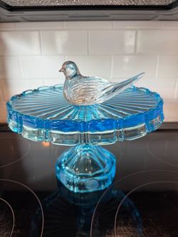 Fostoria coin glass “Liberty Bell” cake stand