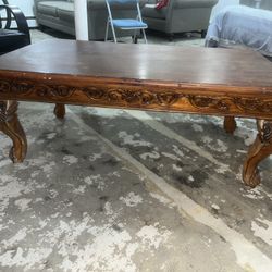 A Large Antique Carved Wooden Coffee Table Dying To Be Restored