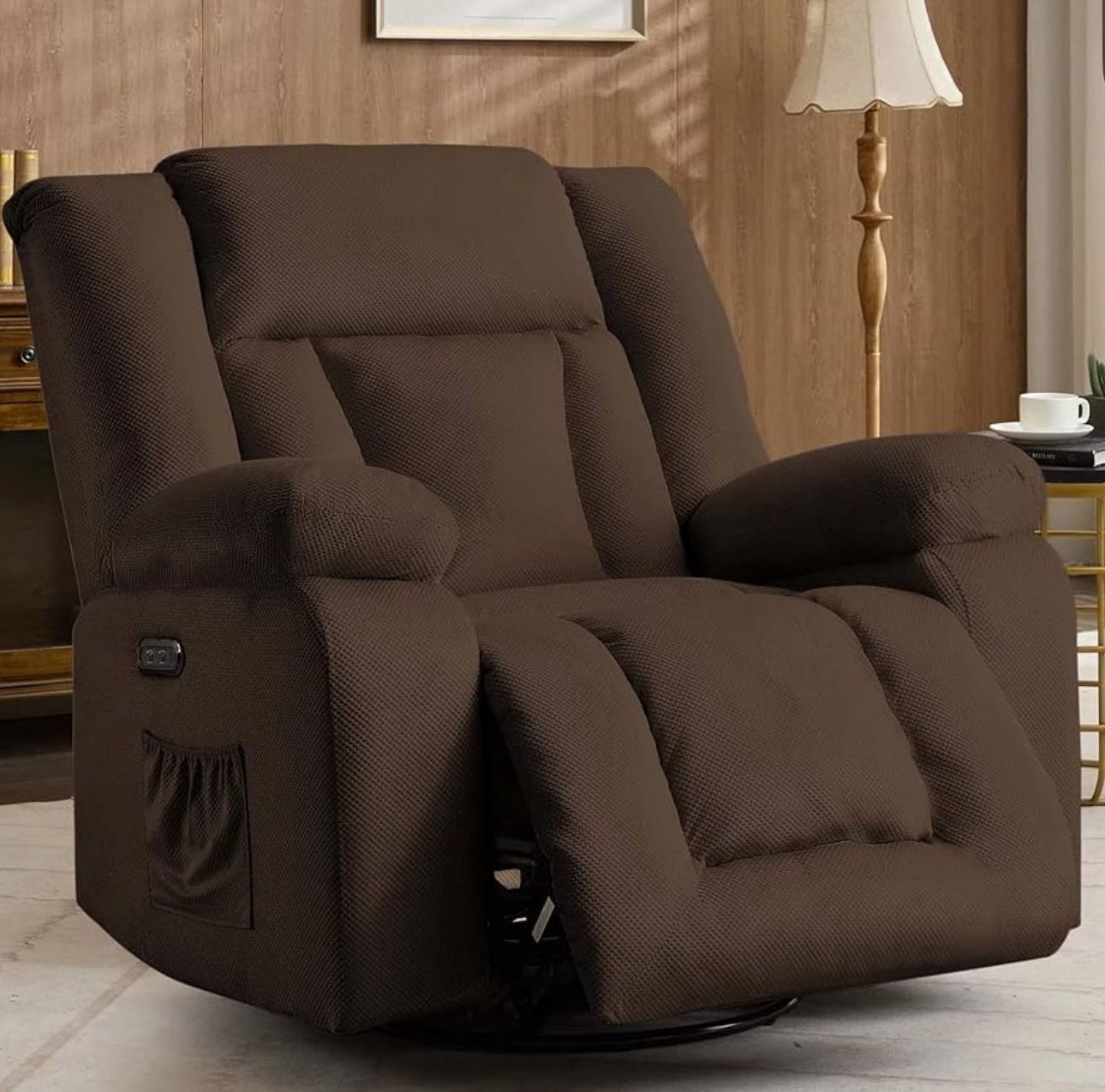 Korser Oversize Power Recliner Chair, Swivel Rocking Chair with Massage and heating