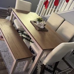 Dining Table W/ Bench & 4 Chairs