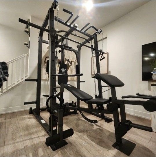 Vesta Smith Machine 1001 | Adj Bench W/ Leg Developer And Preacher Station |Gym Equipment | Fitness | Pulleys|🔴WEIGHTS AND BARBELL SOLD SEPARATELY 🔴
