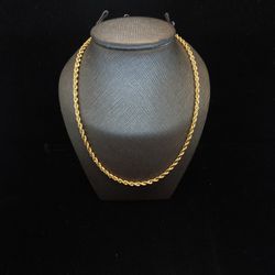 14k Gold Thin Hollow Rope Chain 