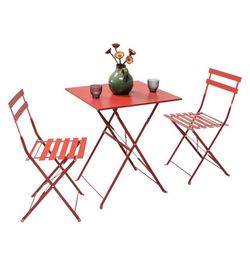 3Pcs Patio Bistro Set, Folding Outdoor Patio Furniture Sets, terracotta