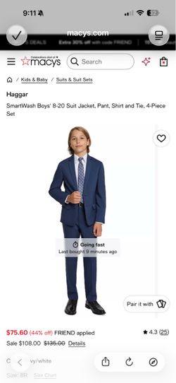 Haggar Boys' 4-Piece Suit Set