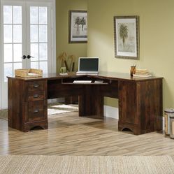 Sauder Harbor View Corner Computer Desk, Curado Cherry finish  