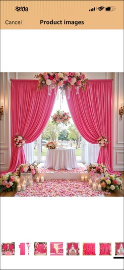 Set Of 4 Pink Backdrop Curtains 