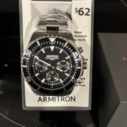 Armitron Quartz Black Face Diver Style Watch . New In Box 