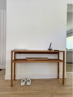 Modern Oak Console Table with Lower Shelf