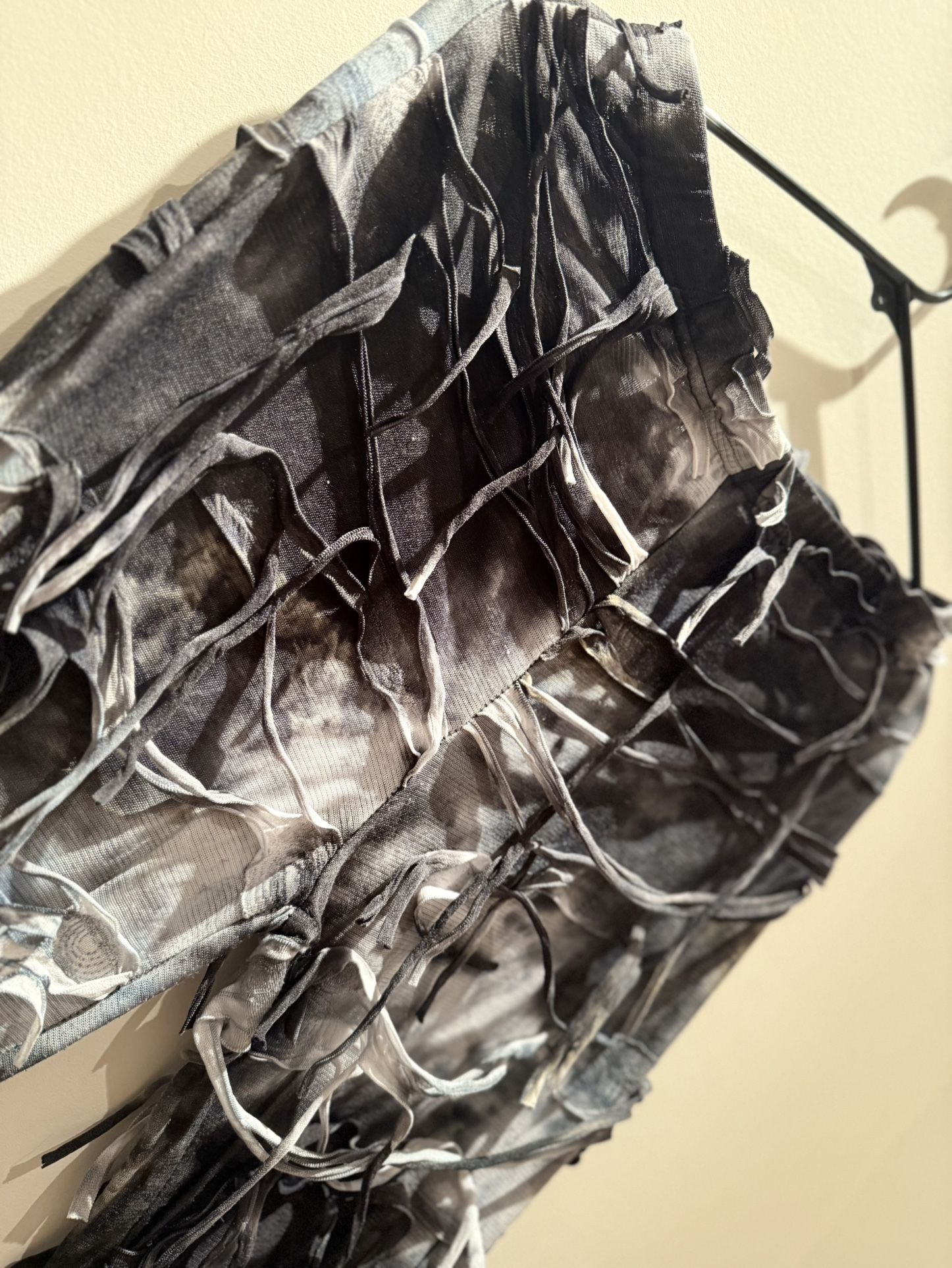 Black And Grey Fringe Pants