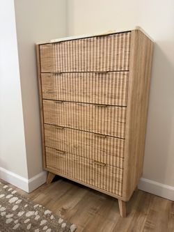 5-Drawer Tall Dresser with Faux Marble Top
