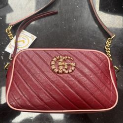 Gucci Matelasse Enamel GG Marmont Chai